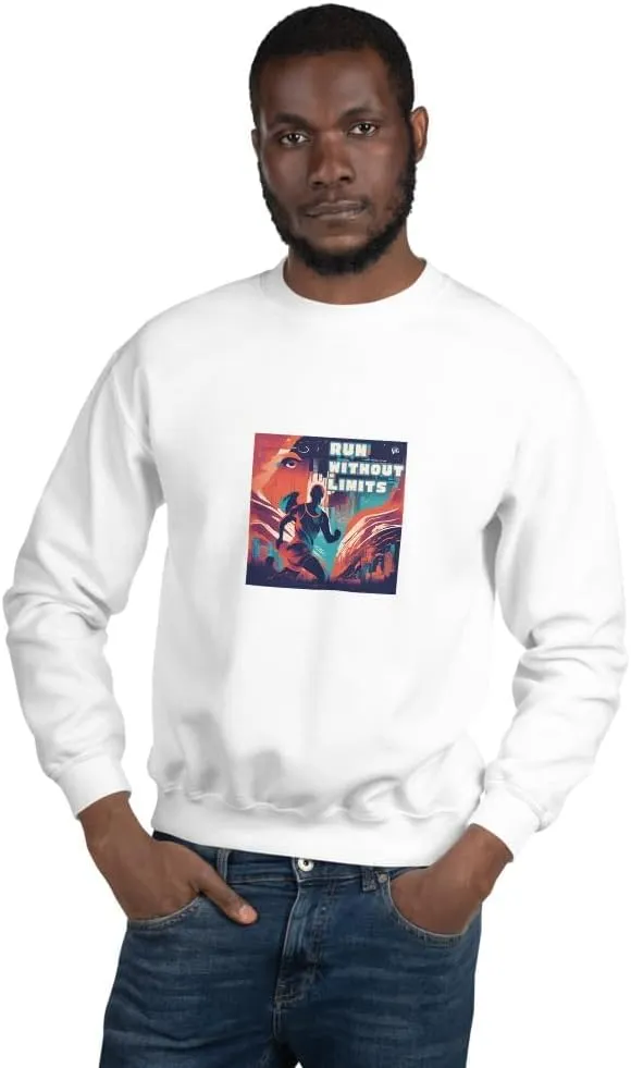 Running Fashion Graphic Sweatshirt Unisex - Run Without Limits Graphic Sweater for Men, Night Runner Workout Sweatshirt