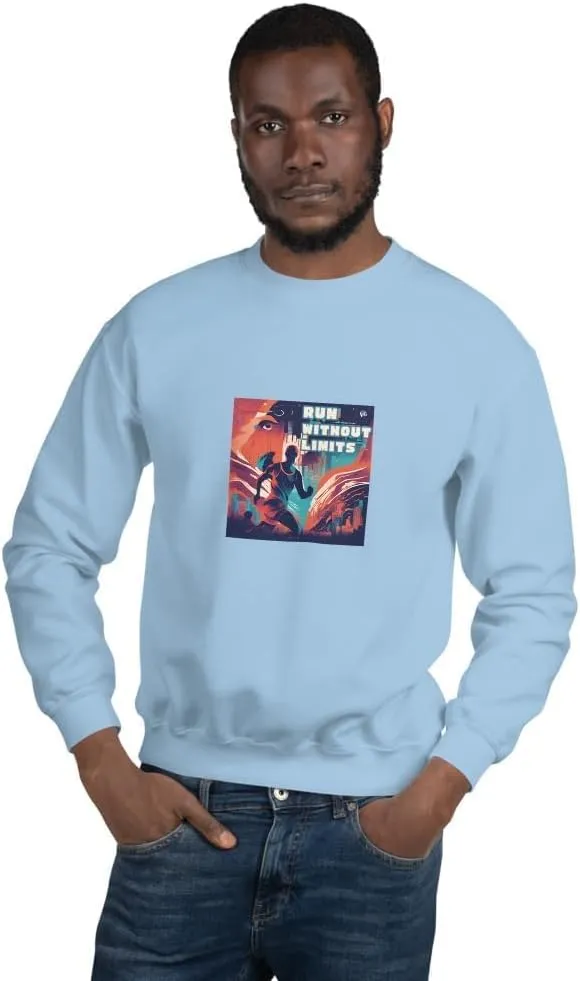 Running Fashion Graphic Sweatshirt Unisex - Run Without Limits Graphic Sweater for Men, Night Runner Workout Sweatshirt