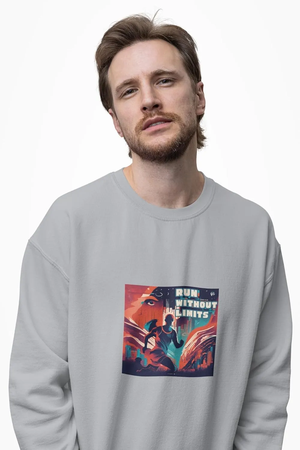 Running Fashion Graphic Sweatshirt Unisex - Run Without Limits Graphic Sweater for Men, Night Runner Workout Sweatshirt