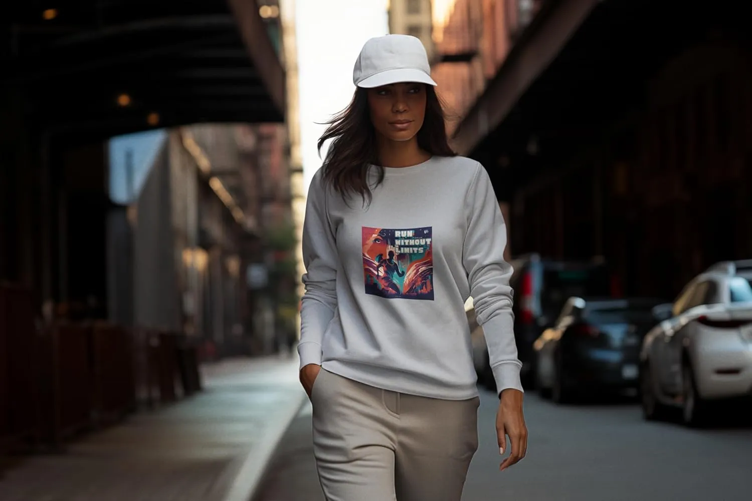 Running Fashion Graphic Sweatshirt Unisex - Run Without Limits Graphic Sweater for Men, Night Runner Workout Sweatshirt
