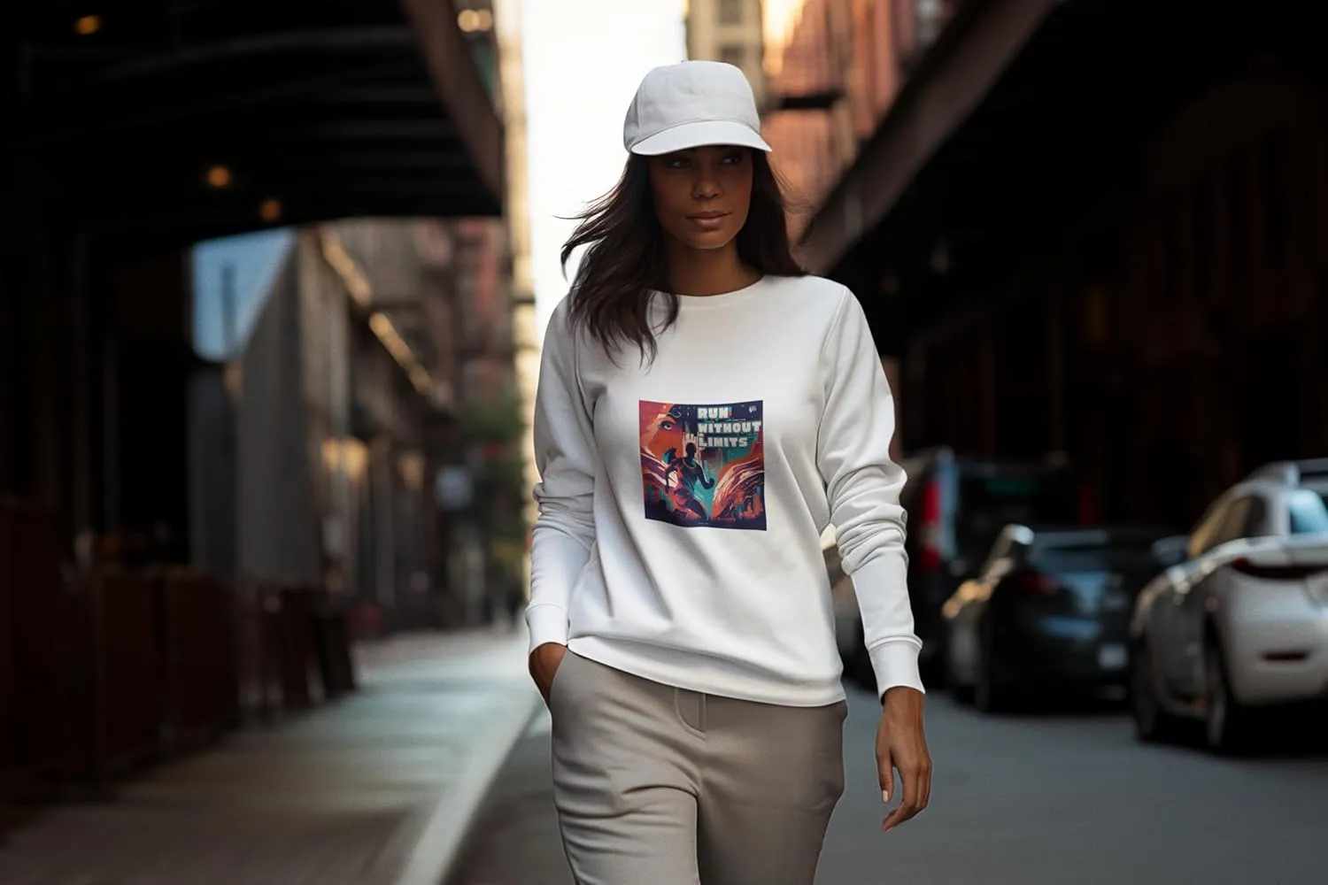 Running Fashion Graphic Sweatshirt Unisex - Run Without Limits Graphic Sweater for Men, Night Runner Workout Sweatshirt