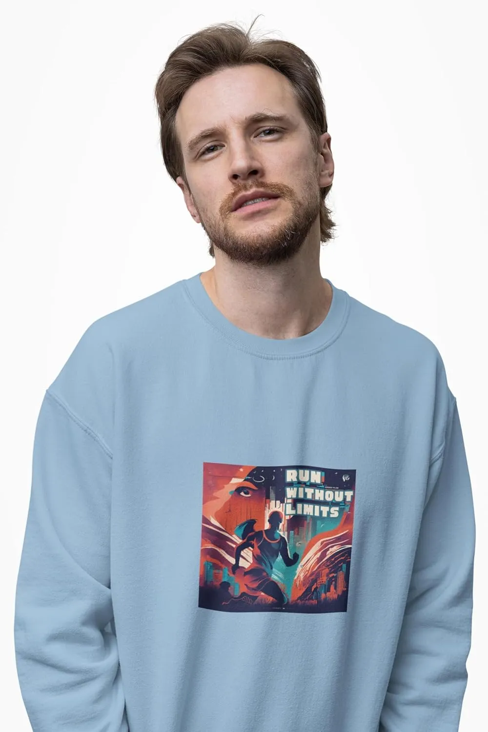 Running Fashion Graphic Sweatshirt Unisex - Run Without Limits Graphic Sweater for Men, Night Runner Workout Sweatshirt