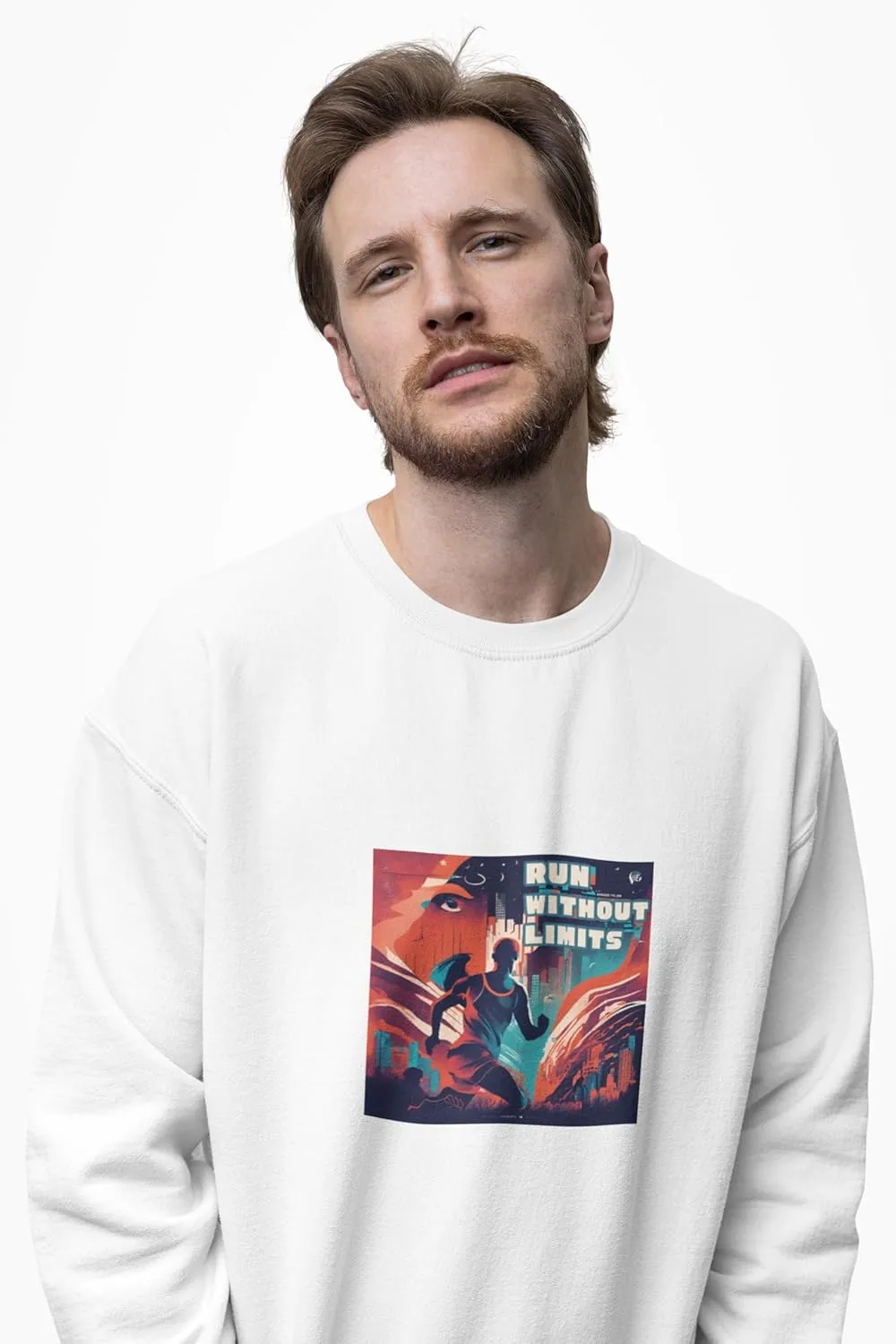 Running Fashion Graphic Sweatshirt Unisex - Run Without Limits Graphic Sweater for Men, Night Runner Workout Sweatshirt