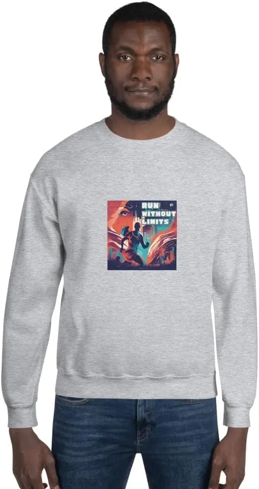 Running Fashion Graphic Sweatshirt Unisex - Run Without Limits Graphic Sweater for Men, Night Runner Workout Sweatshirt