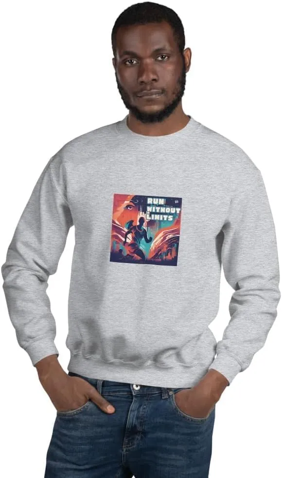 Running Fashion Graphic Sweatshirt Unisex - Run Without Limits Graphic Sweater for Men, Night Runner Workout Sweatshirt
