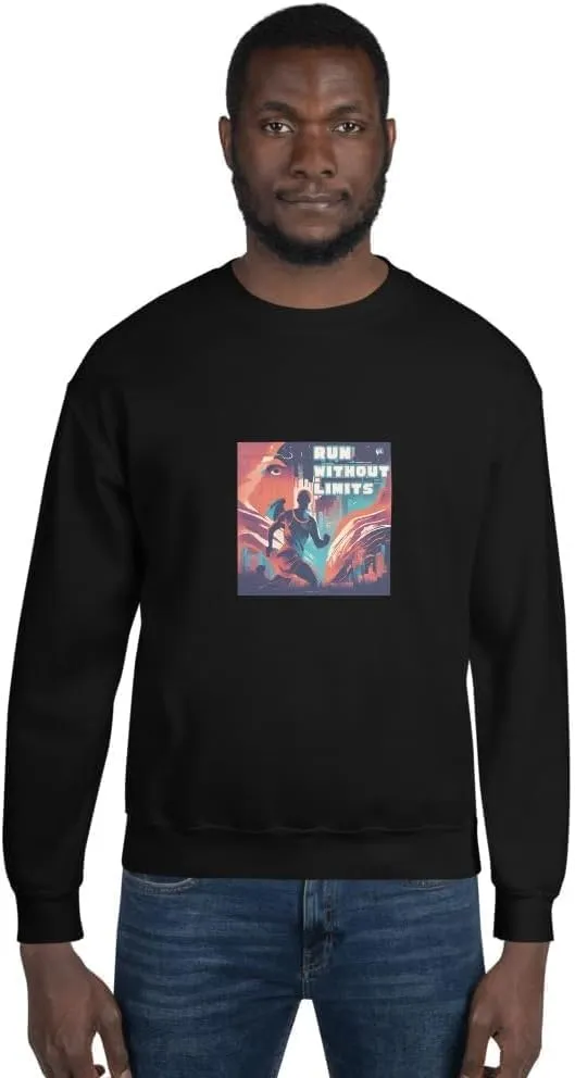 Running Fashion Graphic Sweatshirt Unisex - Run Without Limits Graphic Sweater for Men, Night Runner Workout Sweatshirt