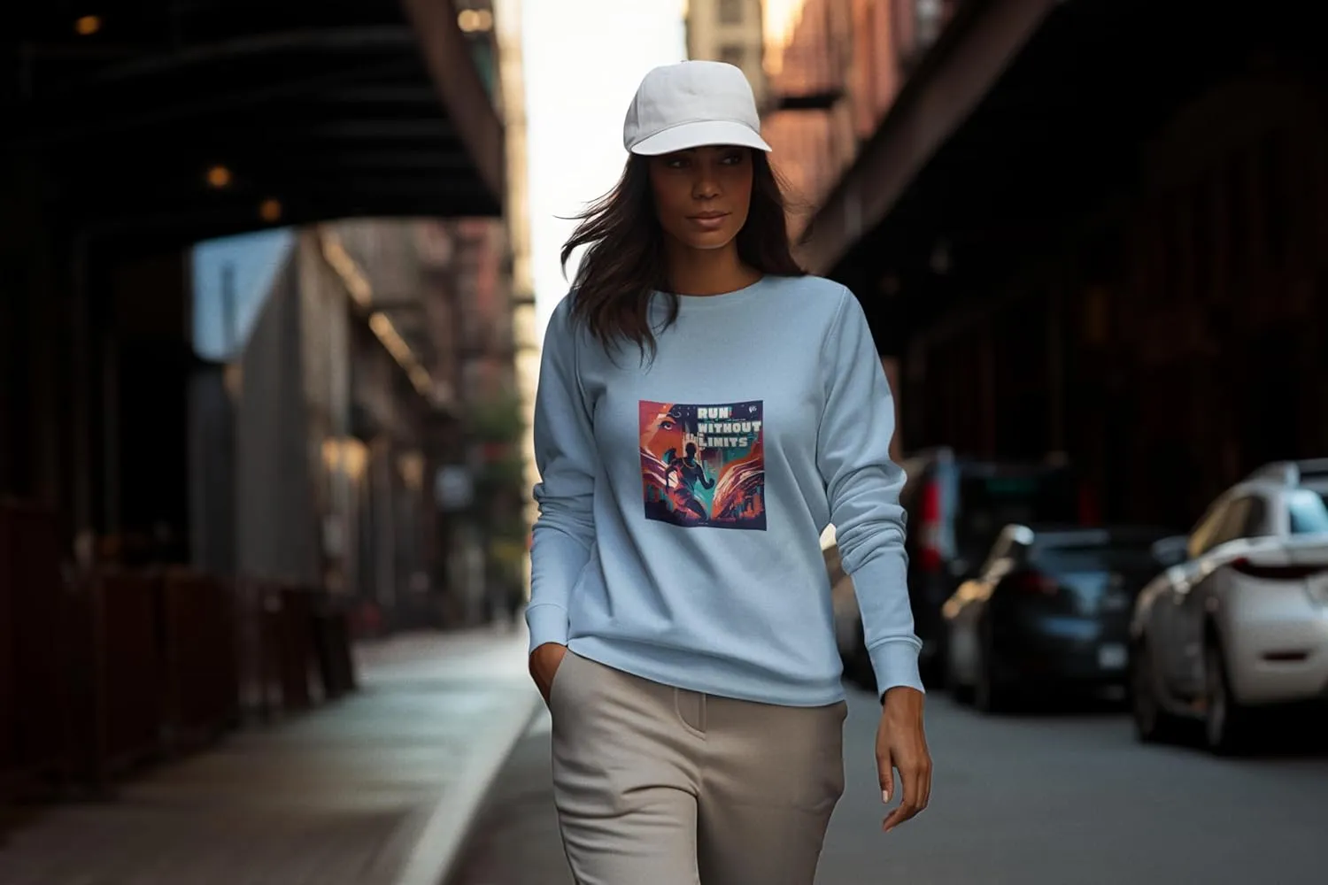 Running Fashion Graphic Sweatshirt Unisex - Run Without Limits Graphic Sweater for Men, Night Runner Workout Sweatshirt