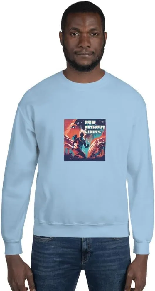 Running Fashion Graphic Sweatshirt Unisex - Run Without Limits Graphic Sweater for Men, Night Runner Workout Sweatshirt