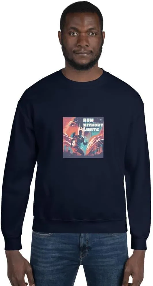 Running Fashion Graphic Sweatshirt Unisex - Run Without Limits Graphic Sweater for Men, Night Runner Workout Sweatshirt