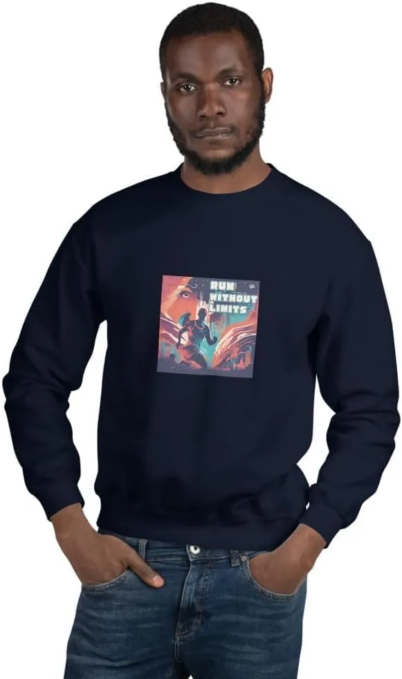 Running Fashion Graphic Sweatshirt Unisex - Run Without Limits Graphic Sweater for Men, Night Runner Workout Sweatshirt