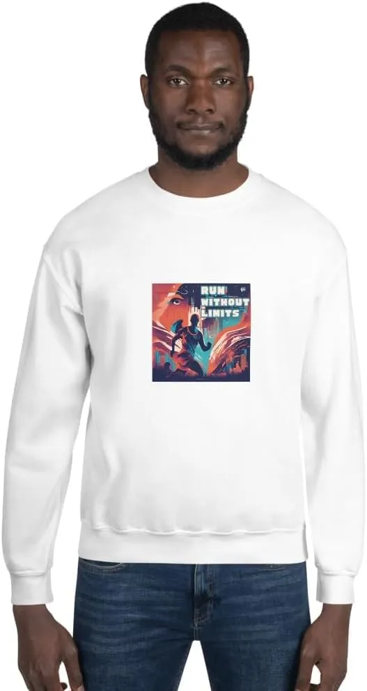 Running Fashion Graphic Sweatshirt Unisex - Run Without Limits Graphic Sweater for Men, Night Runner Workout Sweatshirt