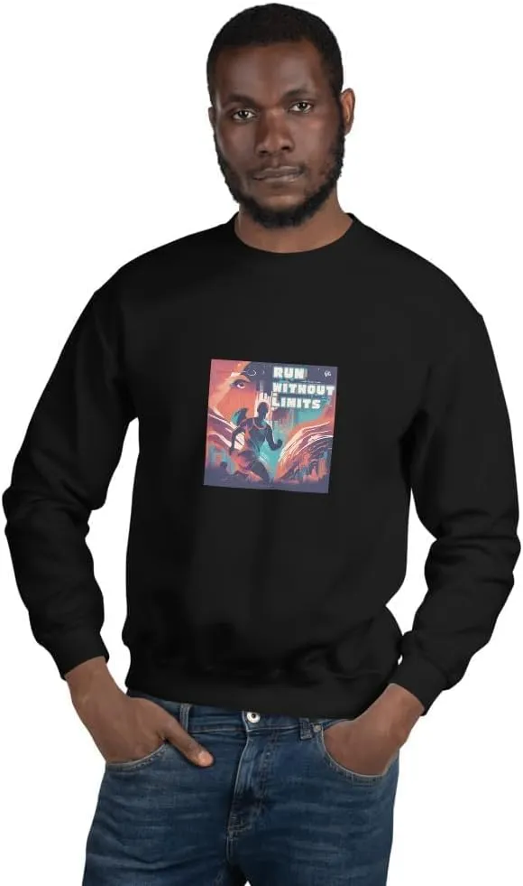 Running Fashion Graphic Sweatshirt Unisex - Run Without Limits Graphic Sweater for Men, Night Runner Workout Sweatshirt