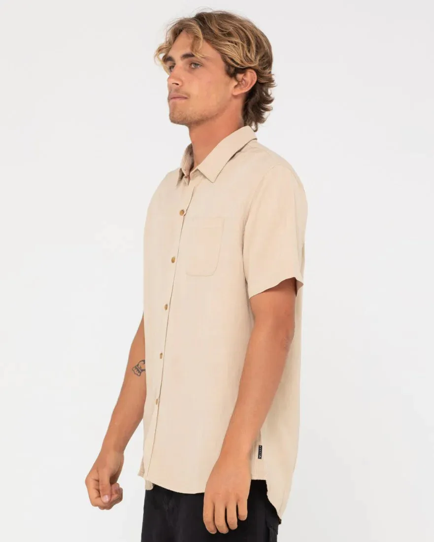 RUSTY OVERTONE SHORT SLEEVE LINEN SHIRT - Light Fennel
