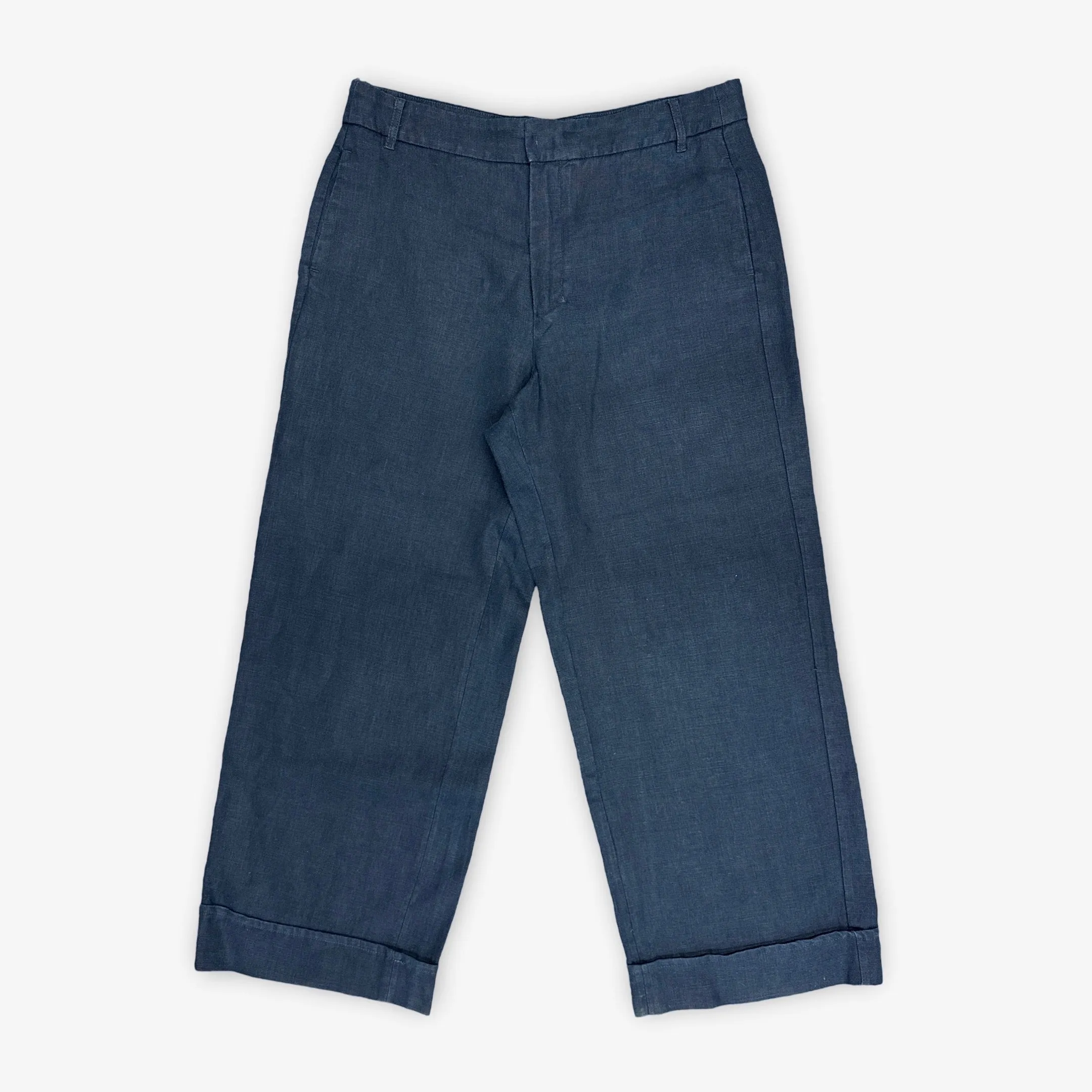 S Max Mara Women's Navy Linen Wide-leg Trousers