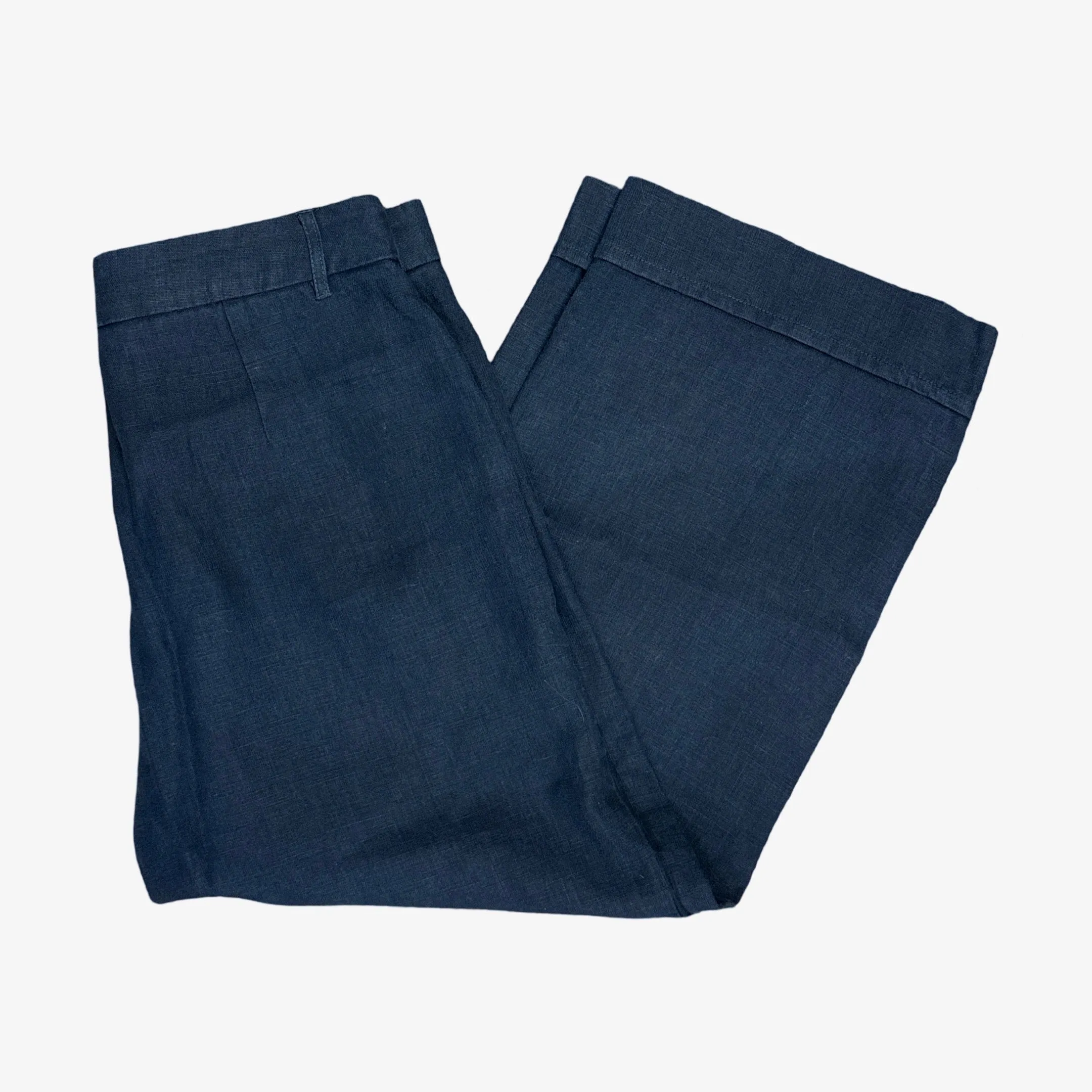 S Max Mara Women's Navy Linen Wide-leg Trousers