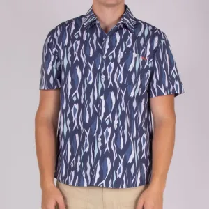 Salt Life Mens Call for Kelp Short Sleeve Button Down Fishing Shirt Blue Small