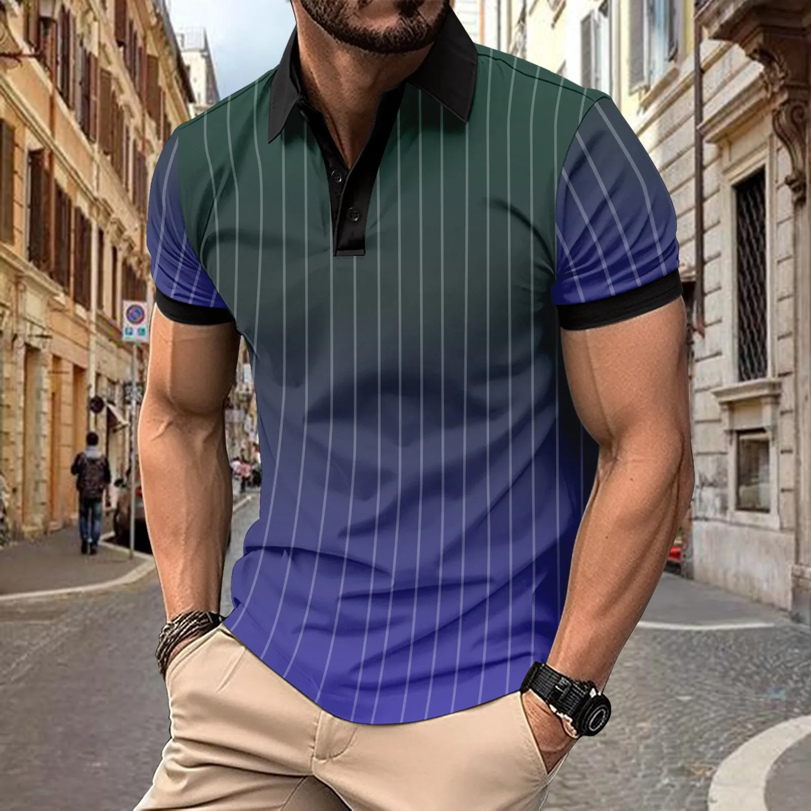 Samuel – Summer Striped Print Polo Shirt for Men