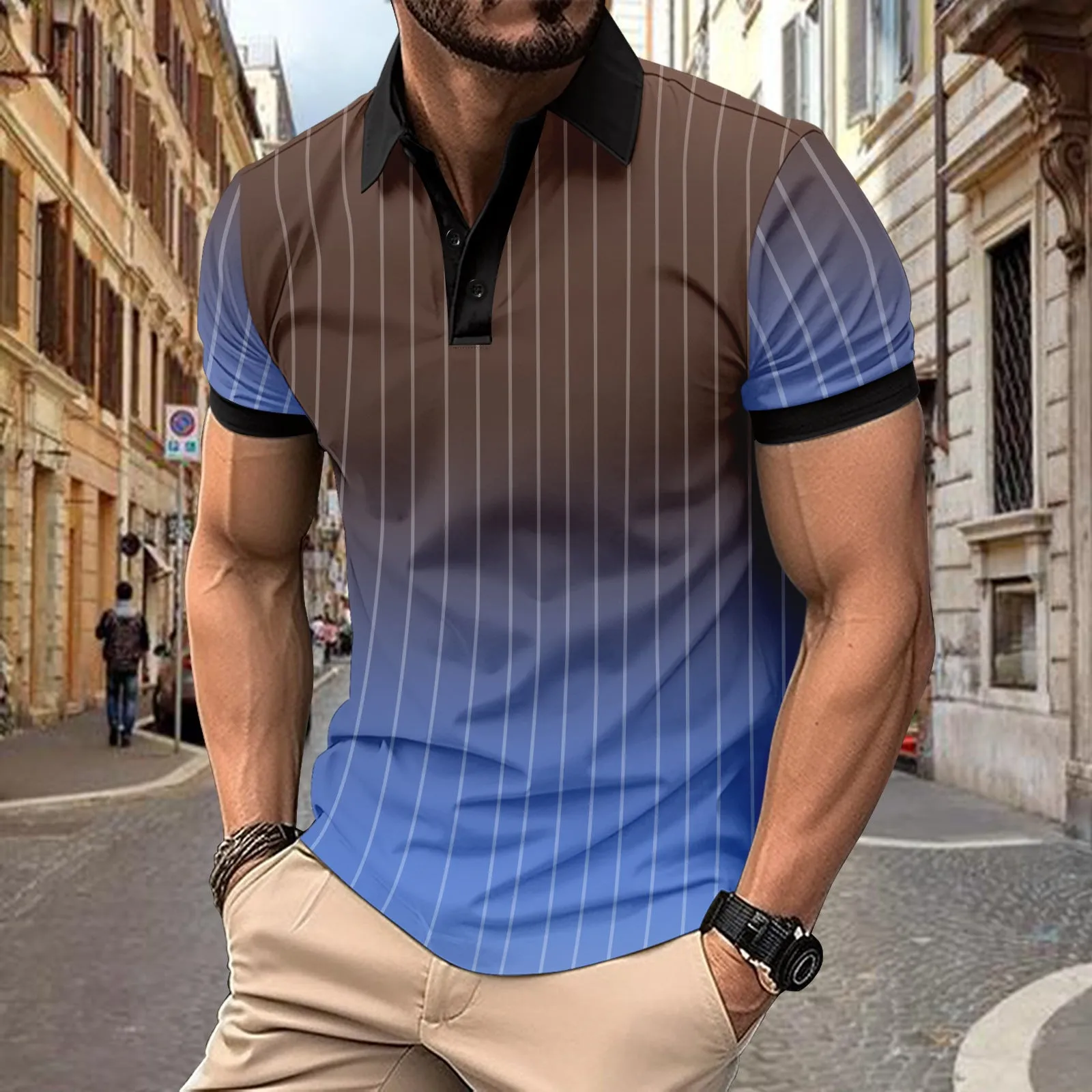 Samuel – Summer Striped Print Polo Shirt for Men