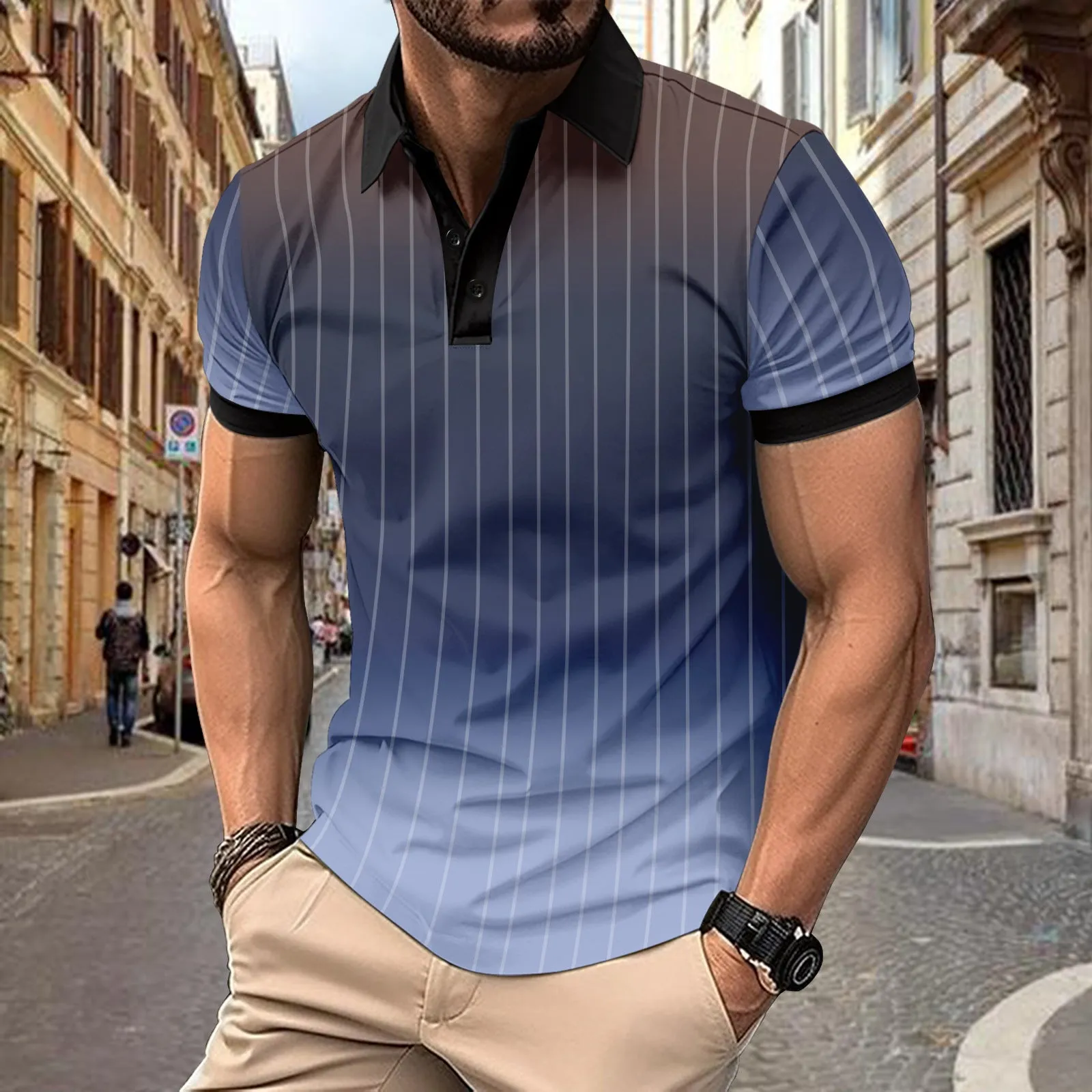 Samuel – Summer Striped Print Polo Shirt for Men