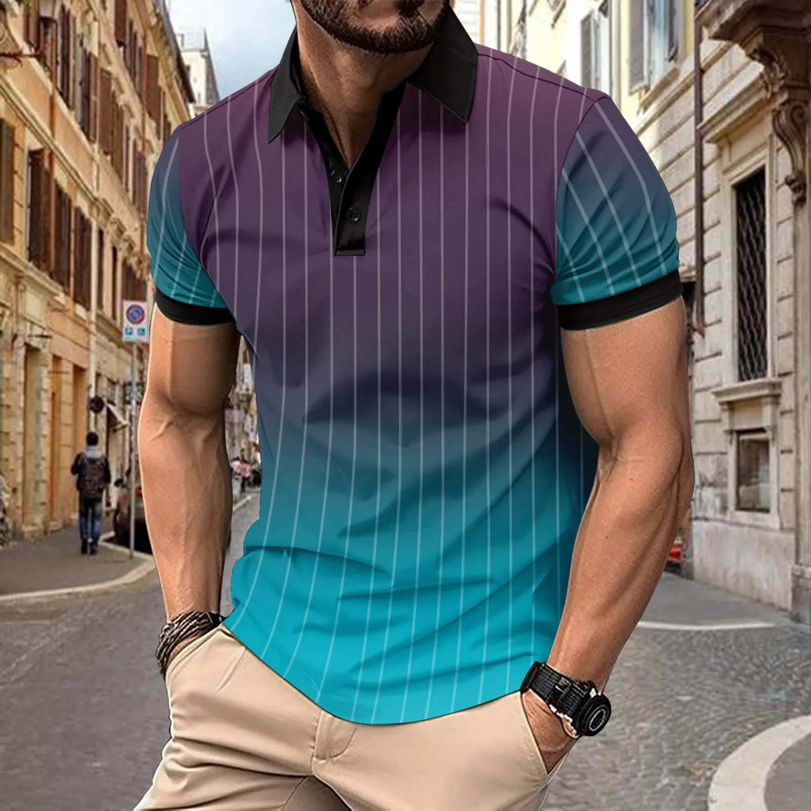 Samuel – Summer Striped Print Polo Shirt for Men