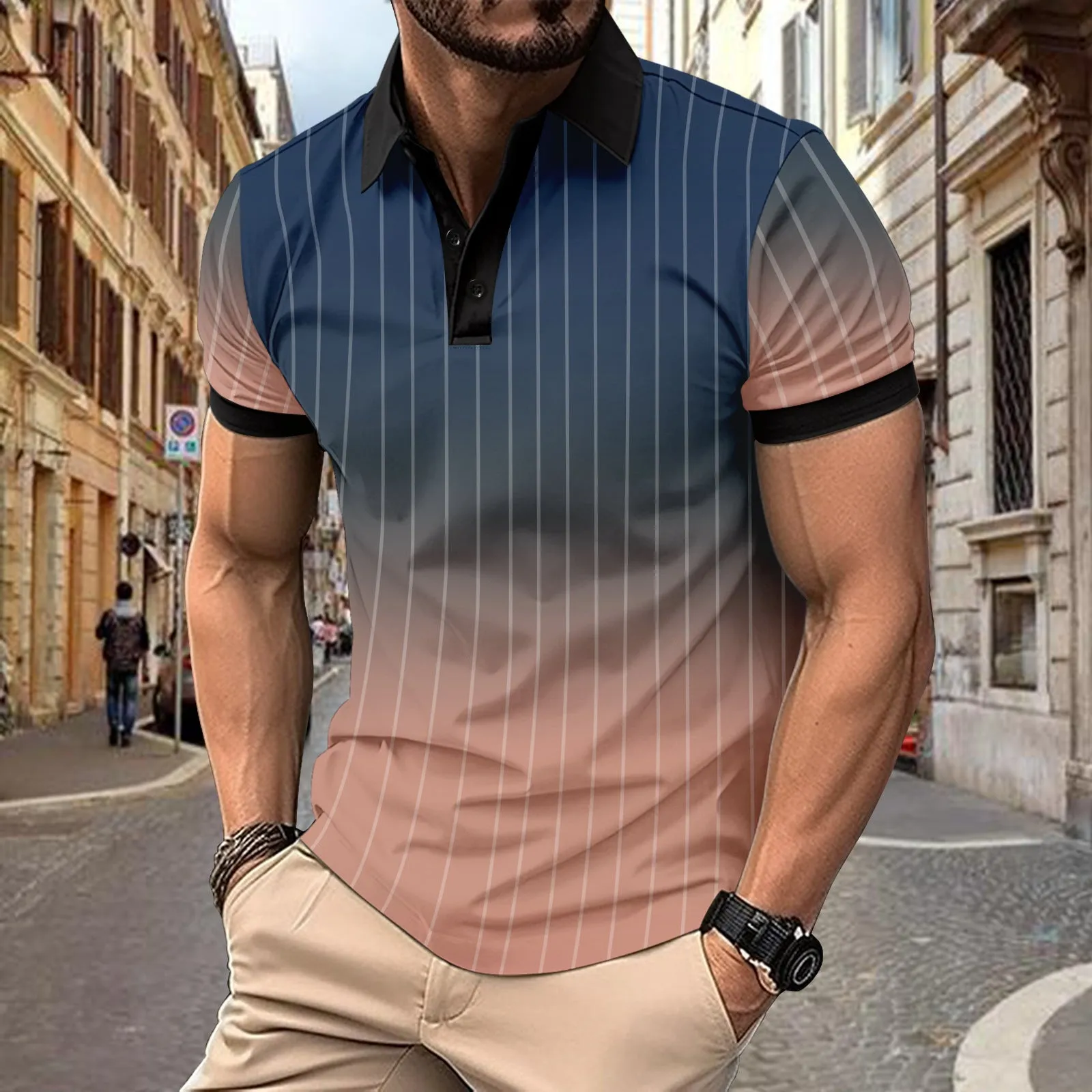Samuel – Summer Striped Print Polo Shirt for Men