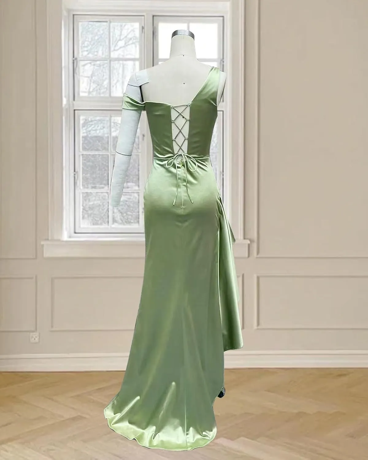 Satin Formal Dresses for Women One Shoulder Bridesmaid Dresses 2025 Bodycon Pleated Formal Evening Gowns ACE174