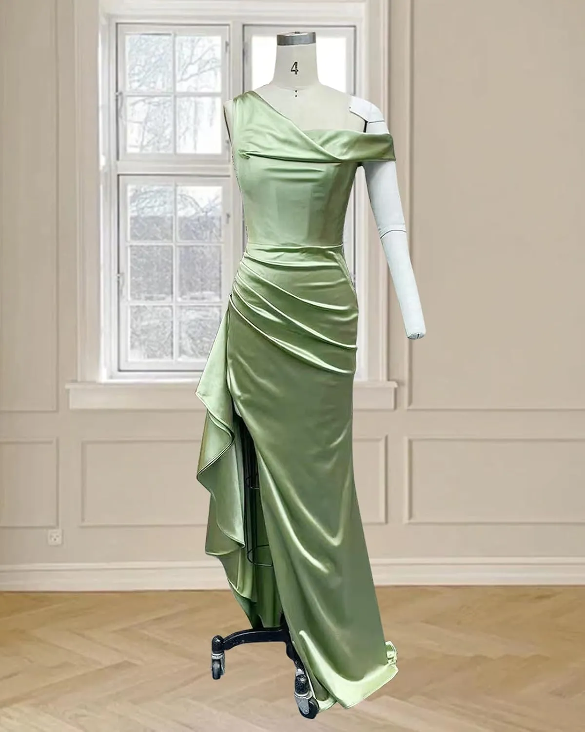 Satin Formal Dresses for Women One Shoulder Bridesmaid Dresses 2025 Bodycon Pleated Formal Evening Gowns ACE174
