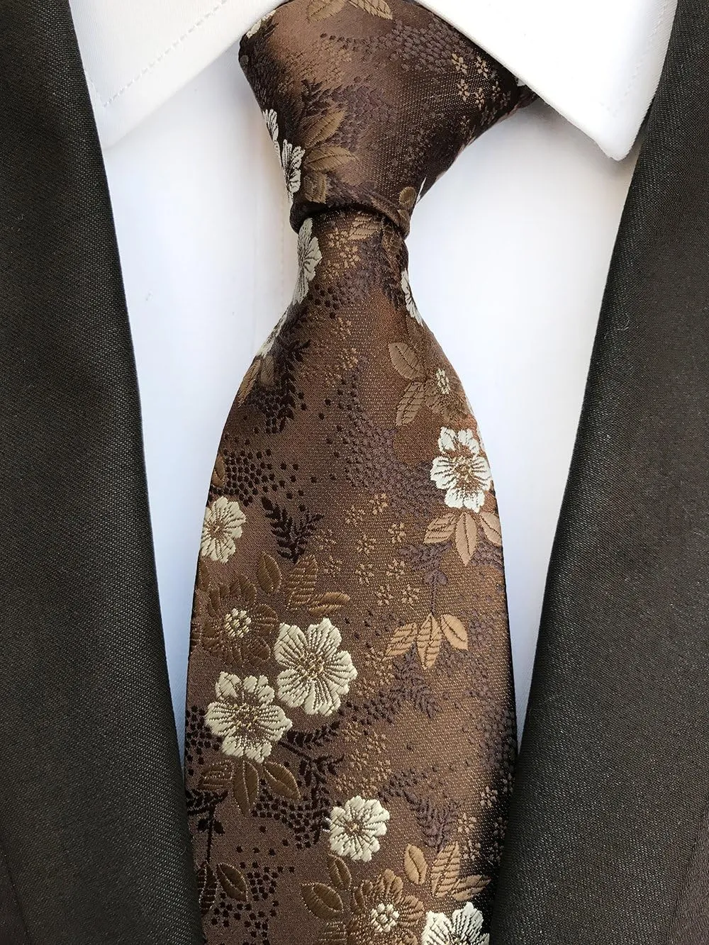 Secdtie Men's Silk Tie Cravat Jacquard Luxury Floral Pattern Wedding Necktie