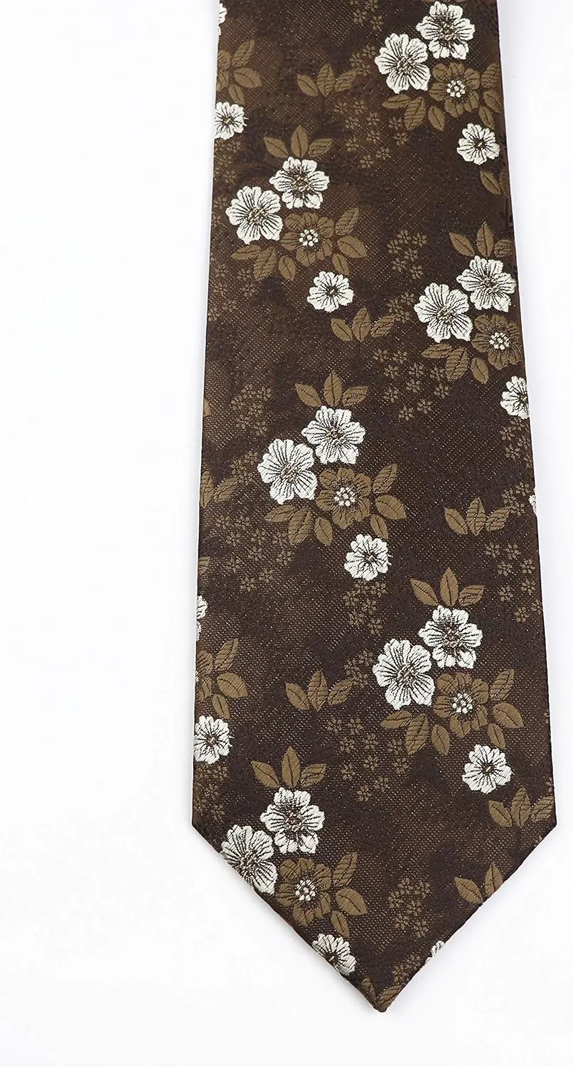 Secdtie Men's Silk Tie Cravat Jacquard Luxury Floral Pattern Wedding Necktie