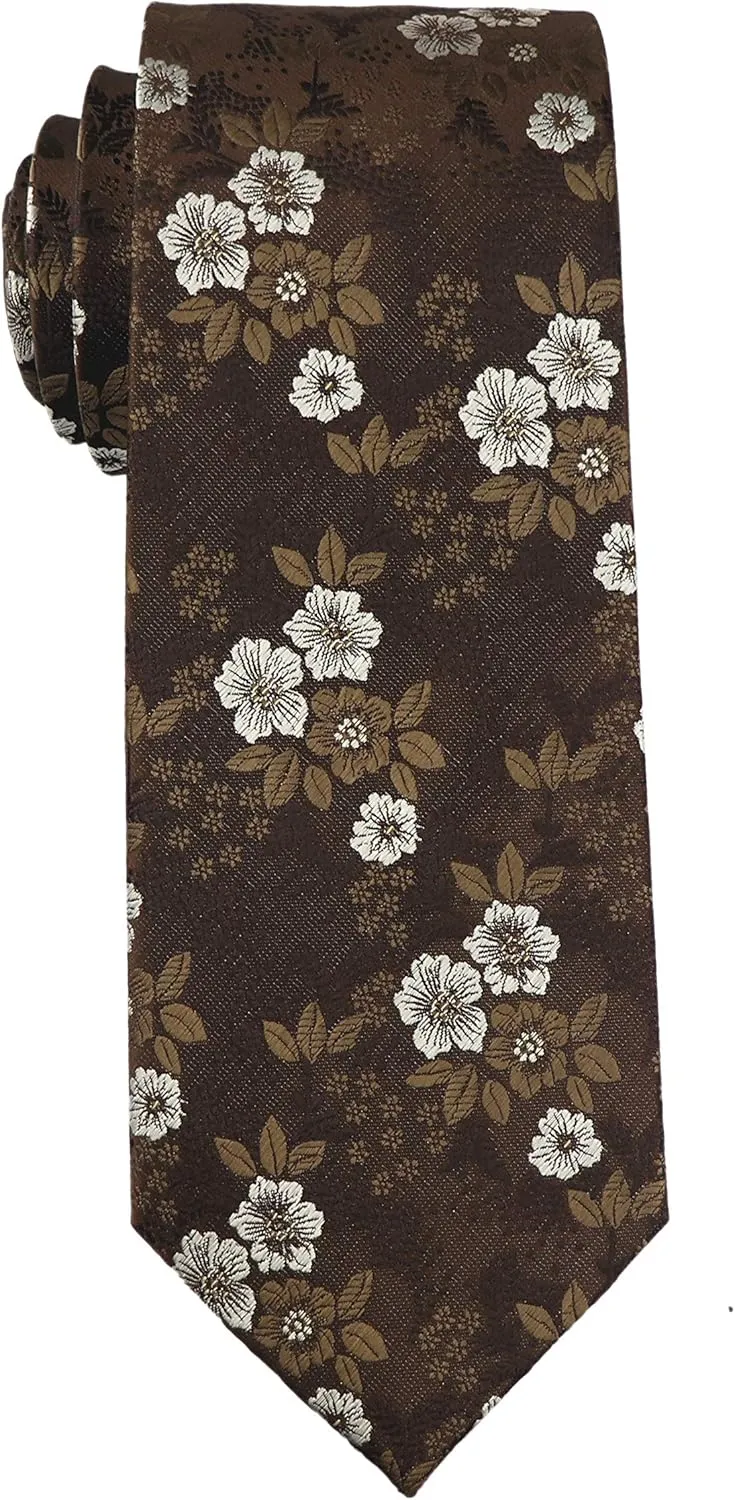 Secdtie Men's Silk Tie Cravat Jacquard Luxury Floral Pattern Wedding Necktie
