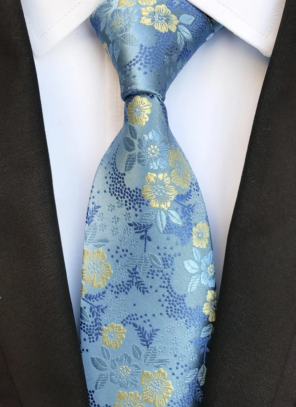 Secdtie Men's Silk Tie Cravat Jacquard Luxury Floral Pattern Wedding Necktie