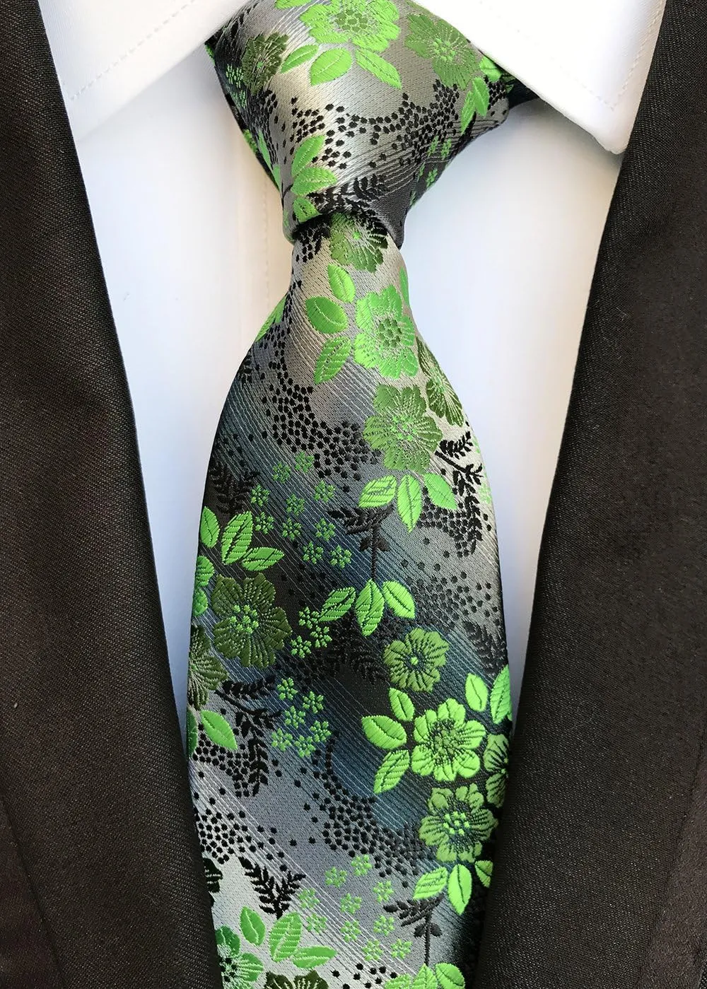 Secdtie Men's Silk Tie Cravat Jacquard Luxury Floral Pattern Wedding Necktie