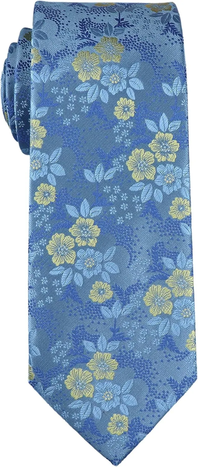 Secdtie Men's Silk Tie Cravat Jacquard Luxury Floral Pattern Wedding Necktie
