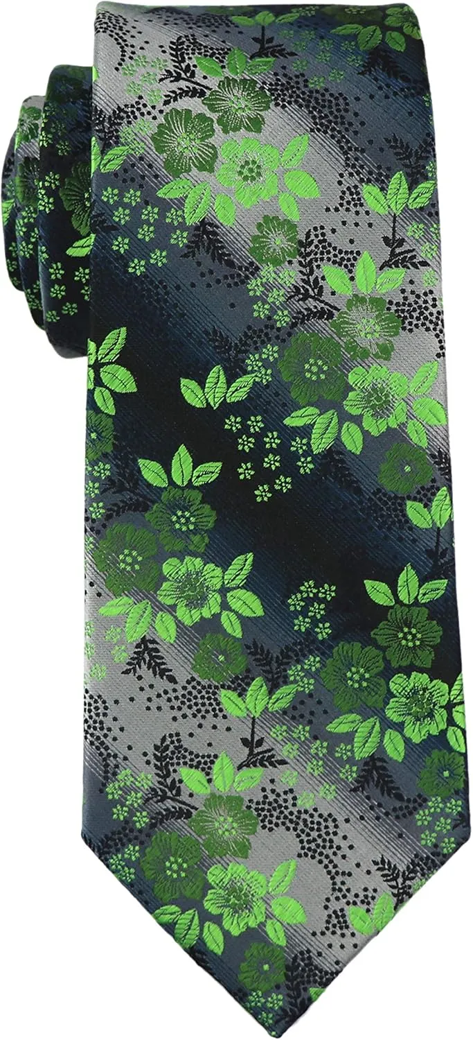 Secdtie Men's Silk Tie Cravat Jacquard Luxury Floral Pattern Wedding Necktie