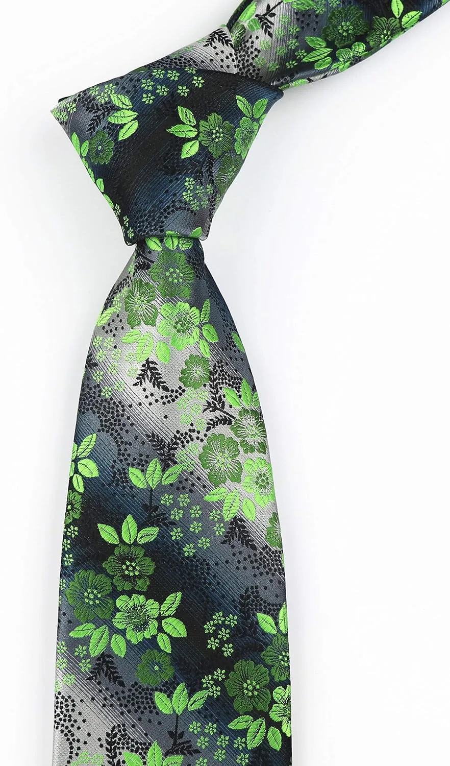 Secdtie Men's Silk Tie Cravat Jacquard Luxury Floral Pattern Wedding Necktie