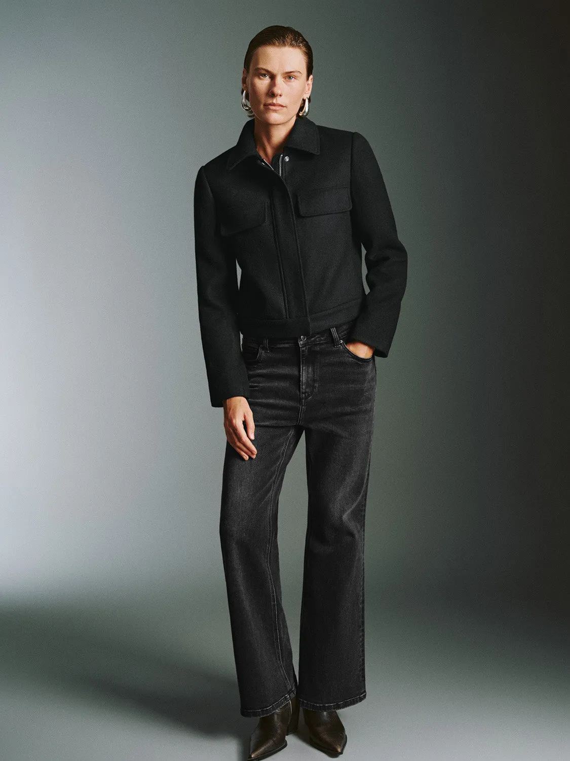 Shirt Collar Flap Pocket Jackets