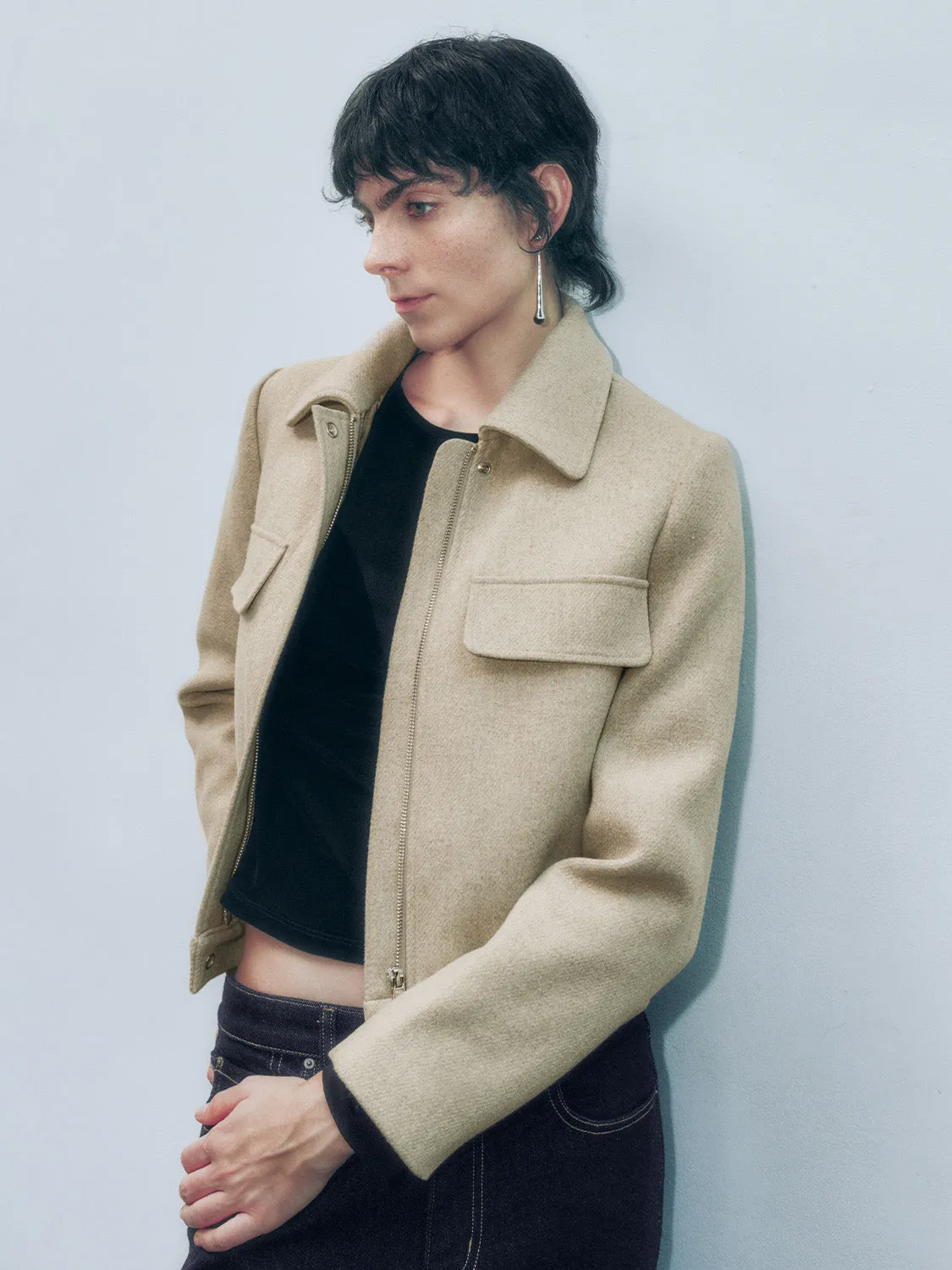 Shirt Collar Flap Pocket Jackets