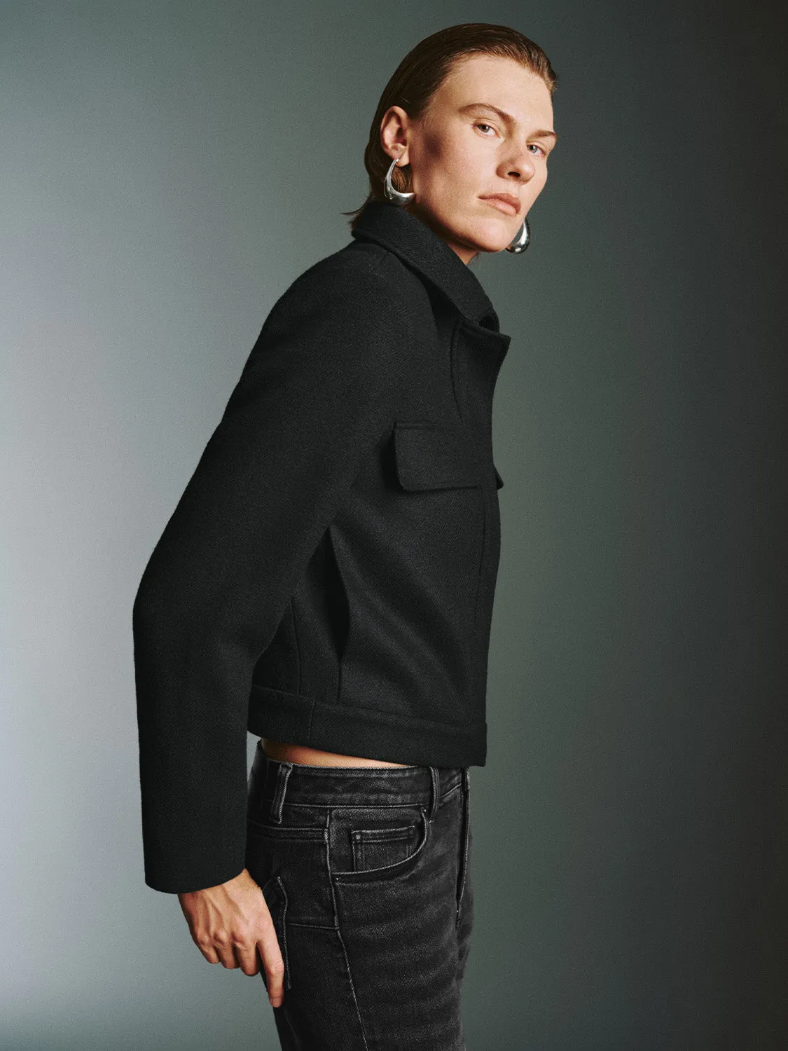 Shirt Collar Flap Pocket Jackets