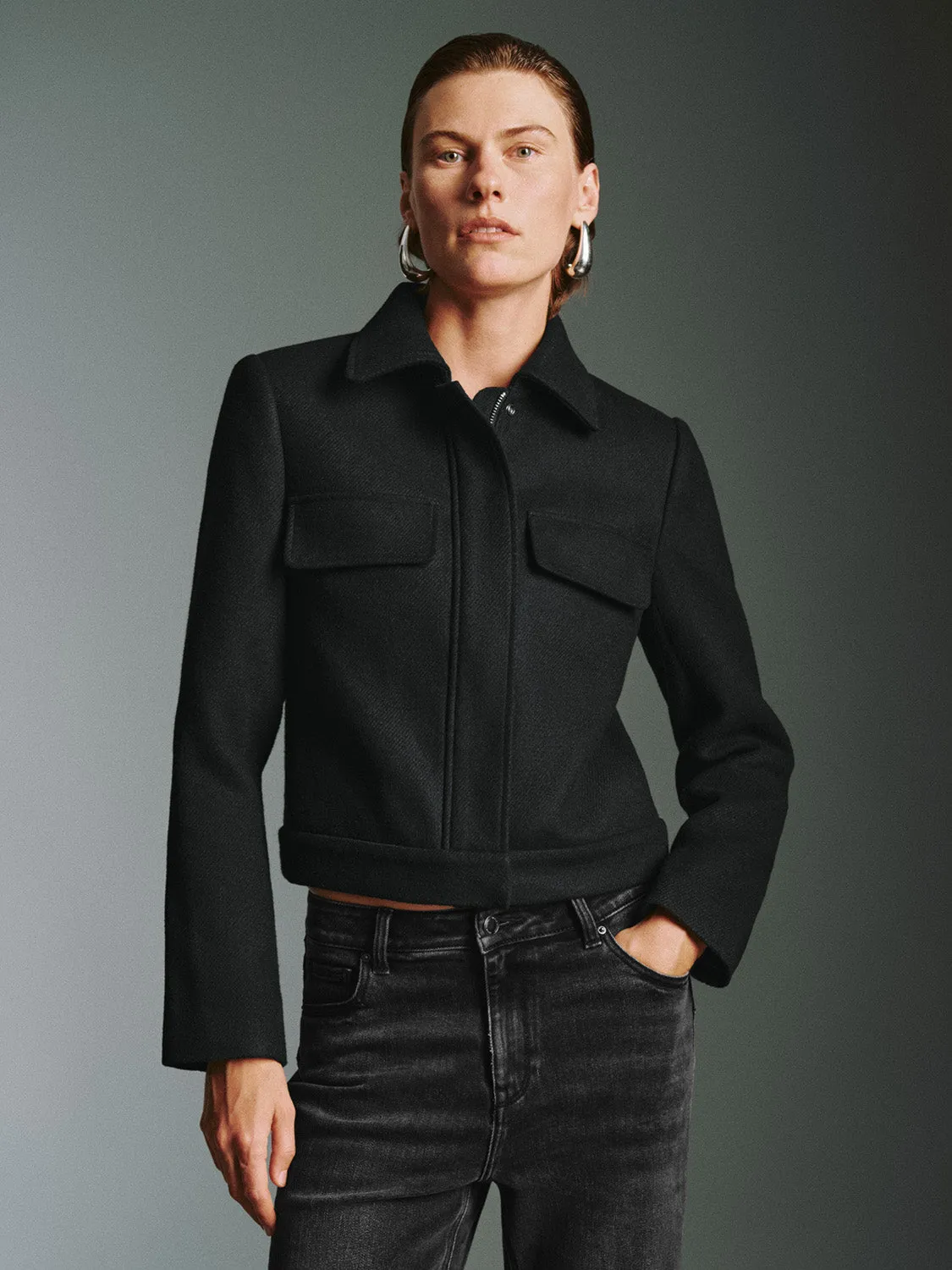 Shirt Collar Flap Pocket Jackets