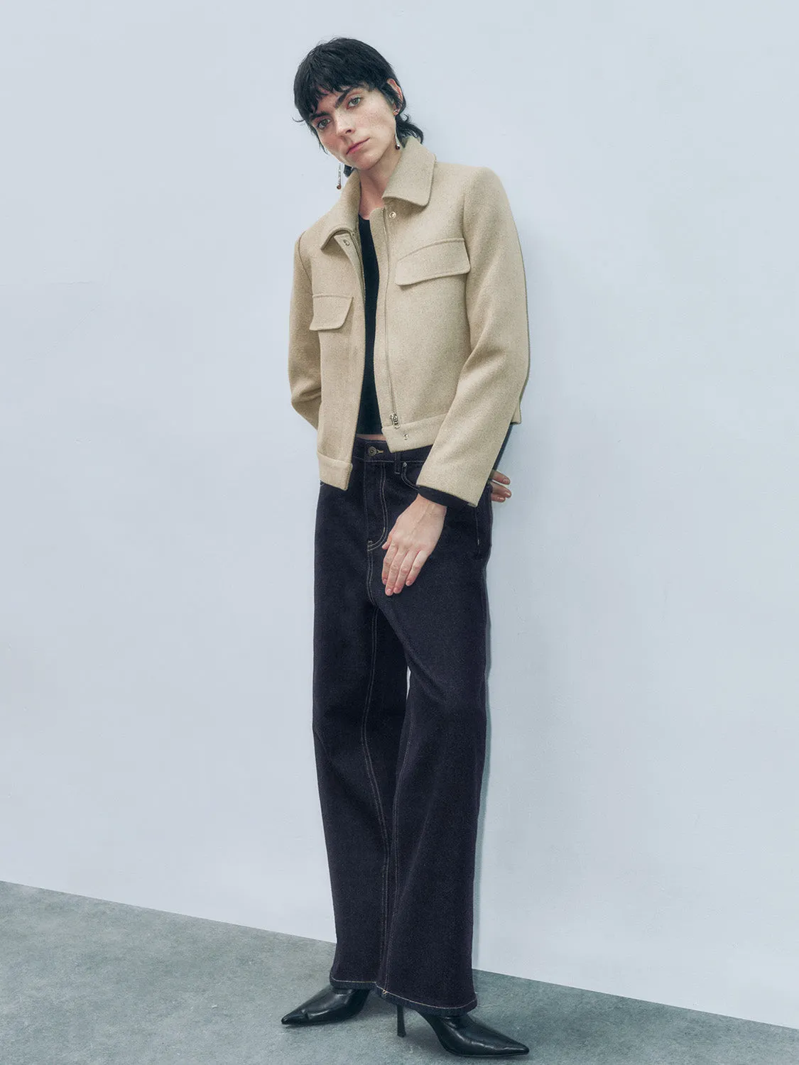 Shirt Collar Flap Pocket Jackets