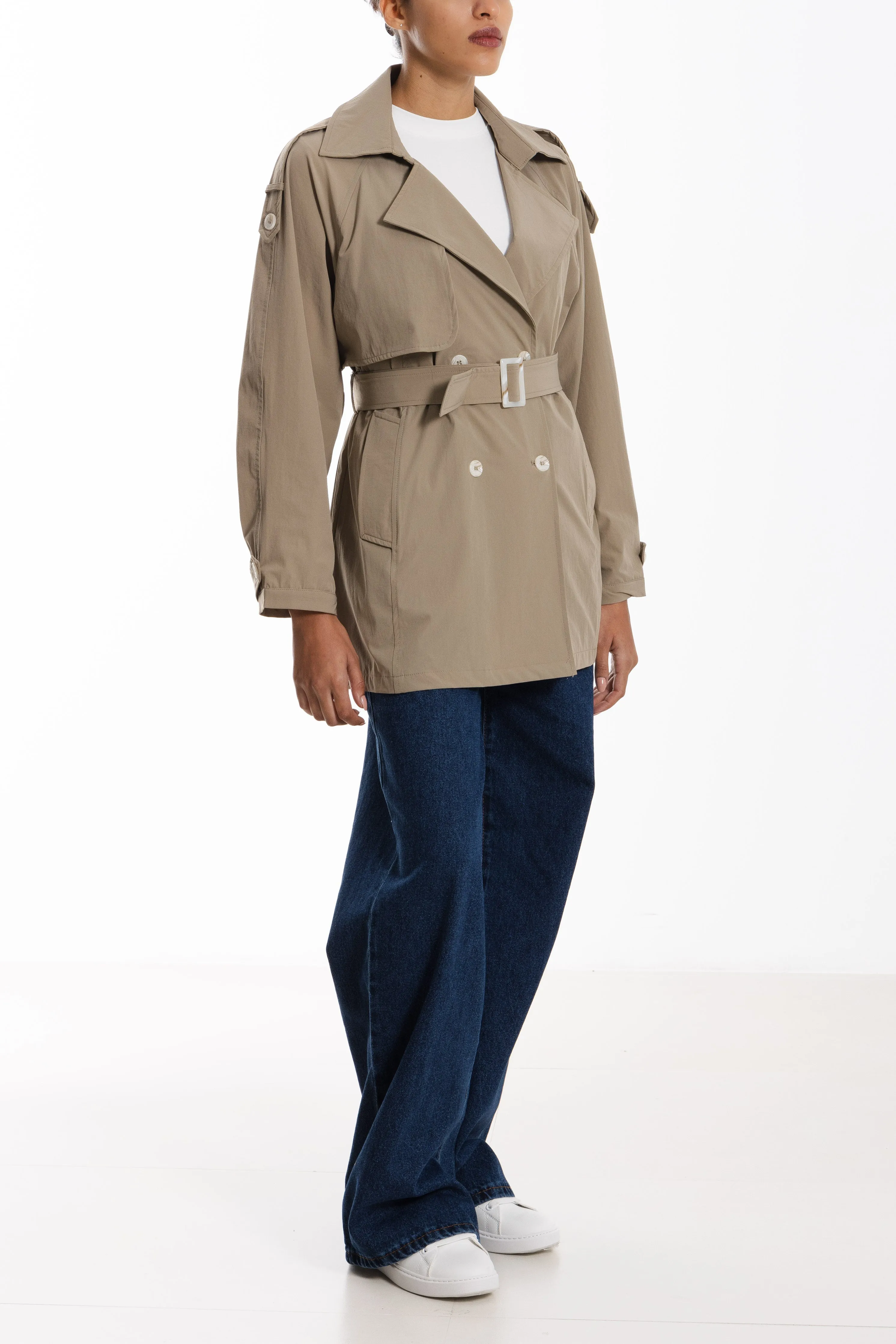 SHORT BELTED TRENCH COAT