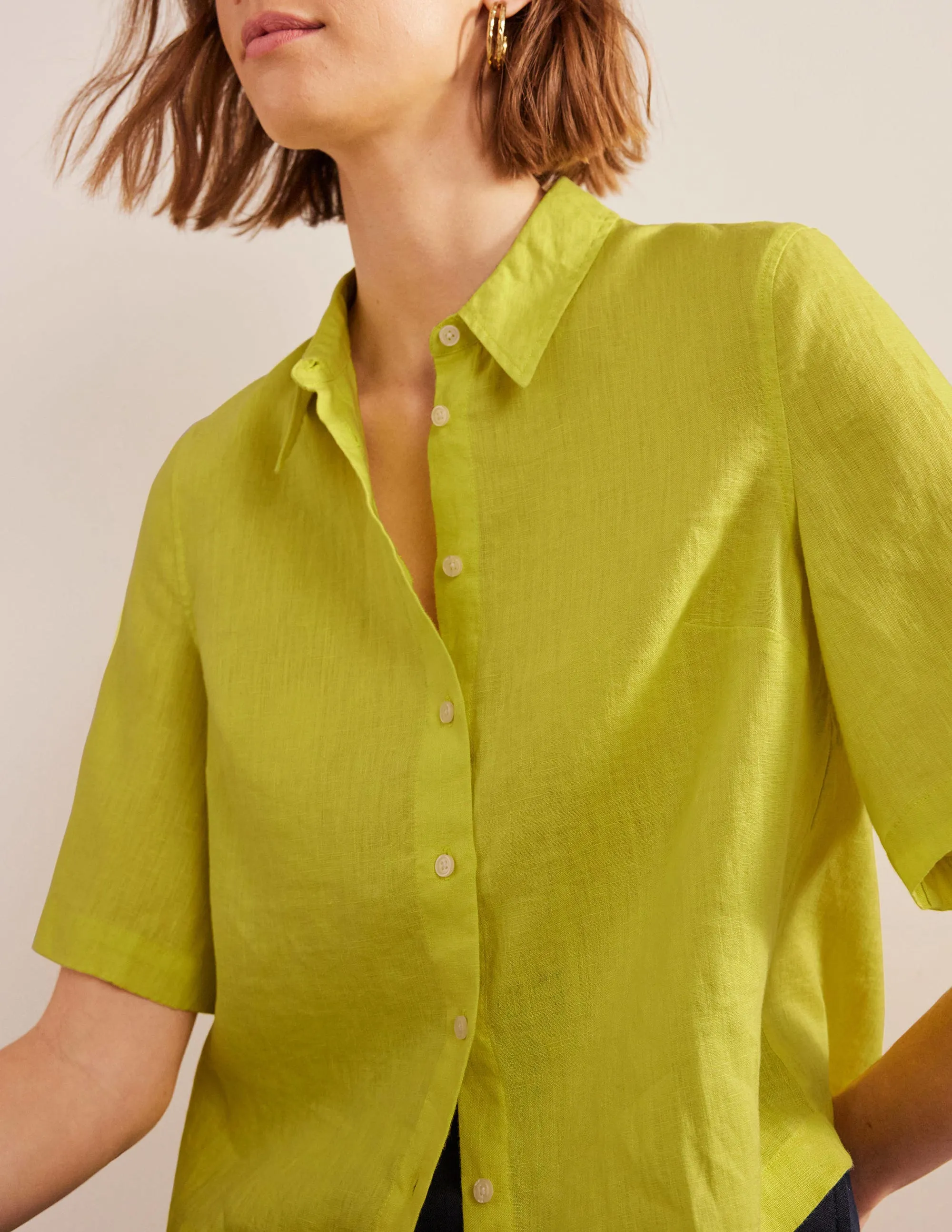 Short Sleeve Linen Shirt-Citrus