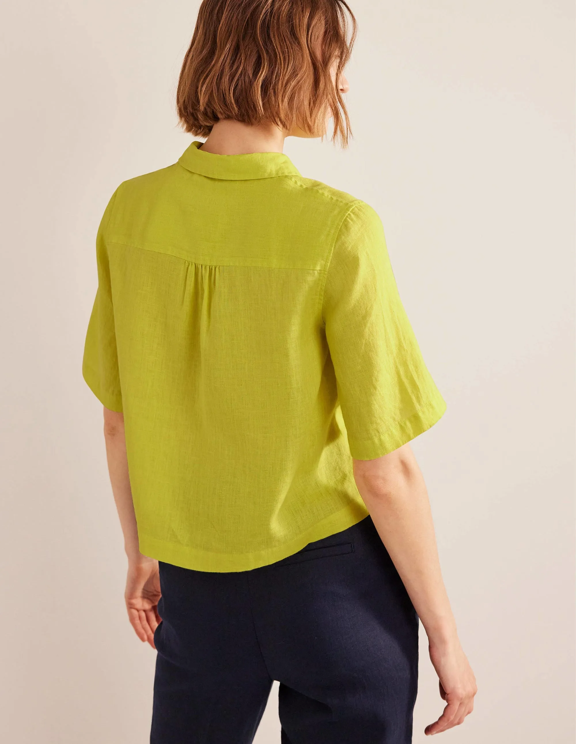 Short Sleeve Linen Shirt-Citrus