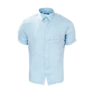 Short Sleeve Linen Shirt (Light Blue)