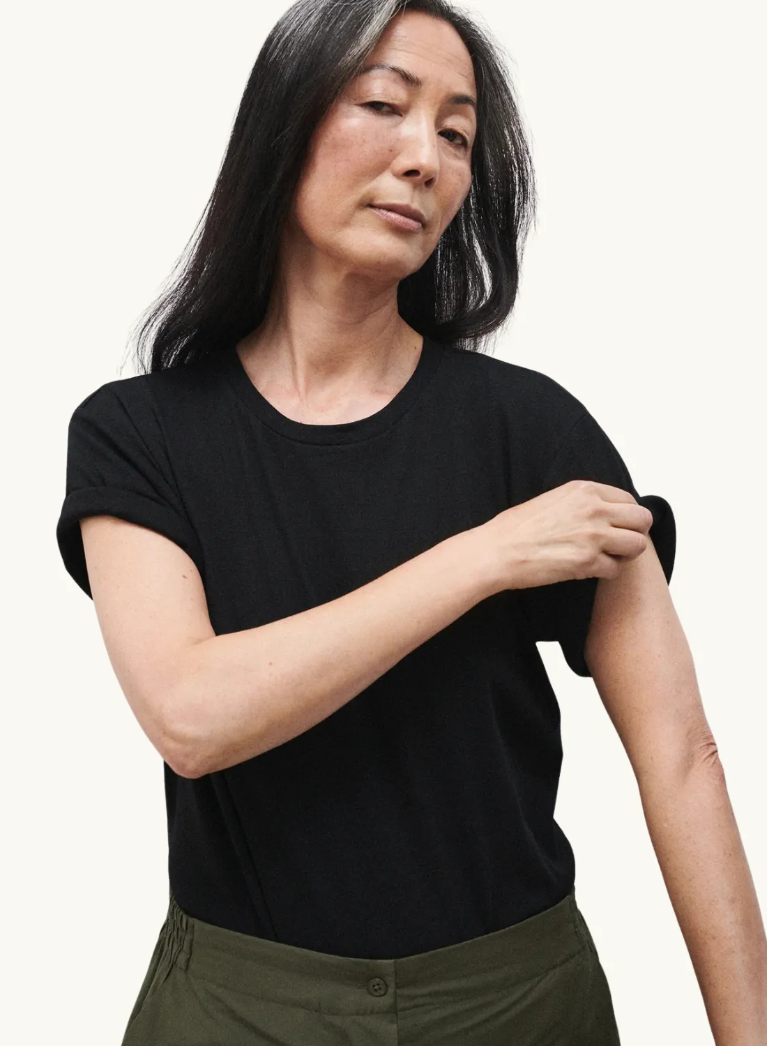 Silk Laundry Bodysuit Tee in BLACK