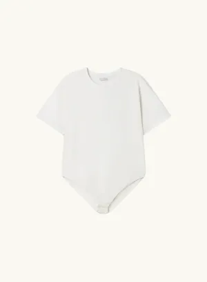 Silk Laundry Bodysuit Tee in WHITE