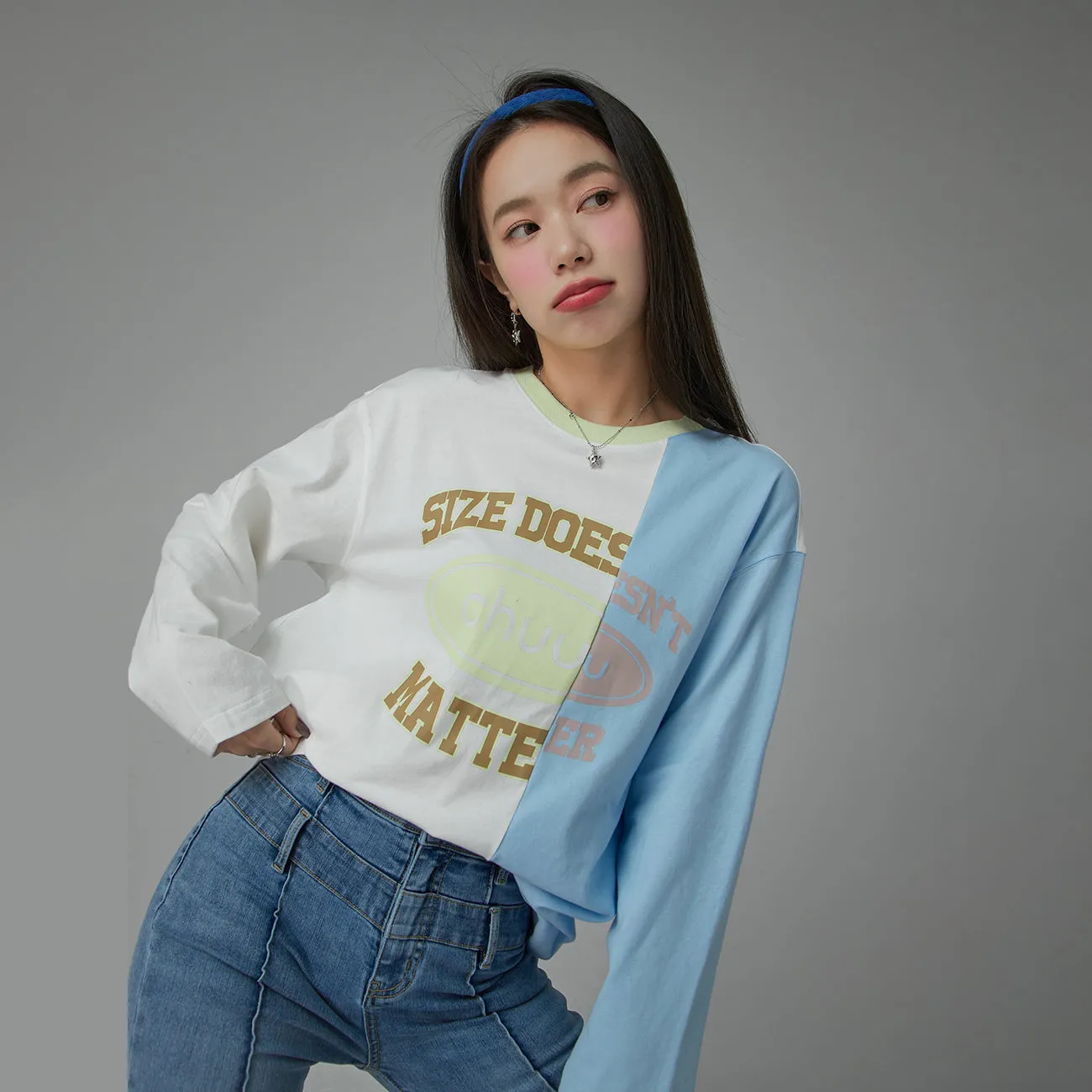 Size Doesnt Matter Two-Toned Loose Fit T-Shirt