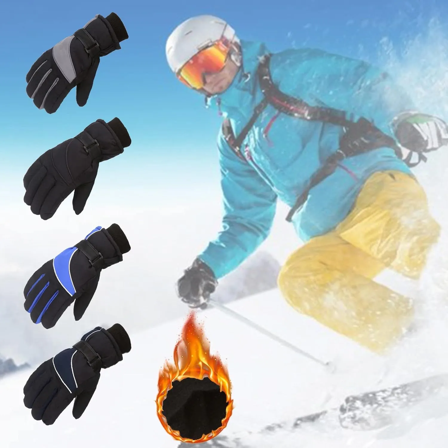Ski Gloves Men's Waterproo Insulated Snow Gloves Lightweight Warm for Winter Winter Gloves Windproof