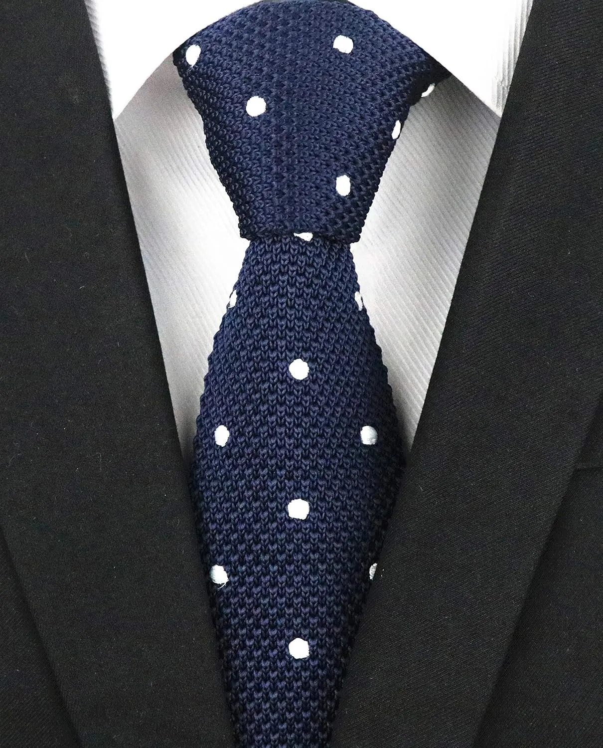 Skinny Knit Tie for Men Vintage Smart Patterned Casual Necktie 2.2" Flat-end Smart Sock Ties