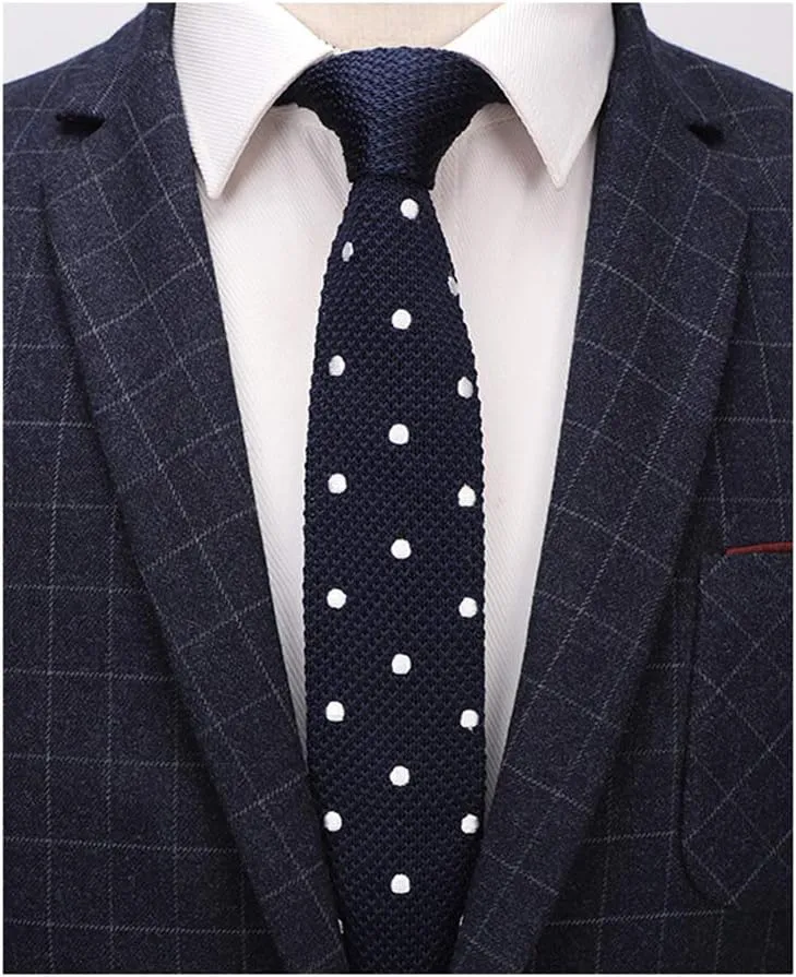 Skinny Knit Tie for Men Vintage Smart Patterned Casual Necktie 2.2" Flat-end Smart Sock Ties